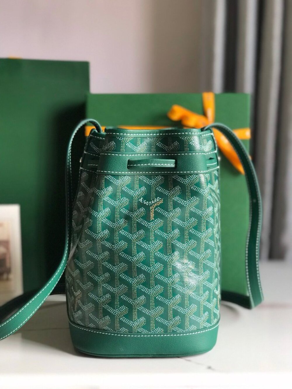 🪙Goyard Goyard Petit Flot Bucket Bag Coated Canvas PM Green